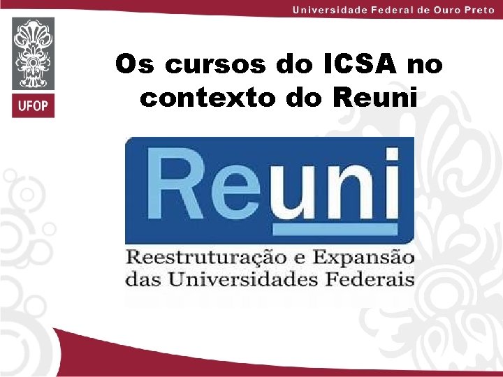 Os cursos do ICSA no contexto do Reuni 