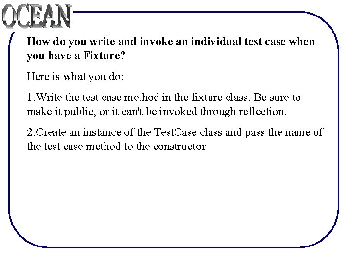 How do you write and invoke an individual test case when you have a