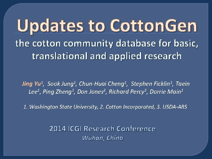 Updates to Cotton. Gen the cotton community database for basic, translational and applied research