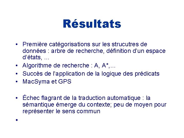 Résultats • Première catégorisations sur les strucutres de données : arbre de recherche, définition