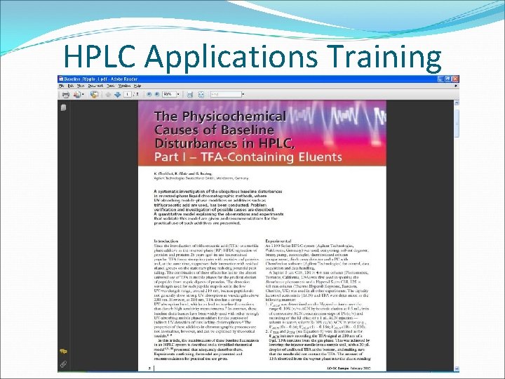 HPLC Applications Training CONFIDENTIAL 