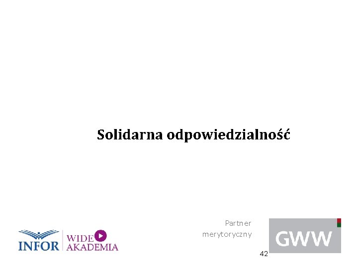 Solidarna odpowiedzialność Partner merytoryczny 42 