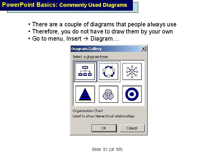 Power. Point Basics: Commonly Used Diagrams • There a couple of diagrams that people
