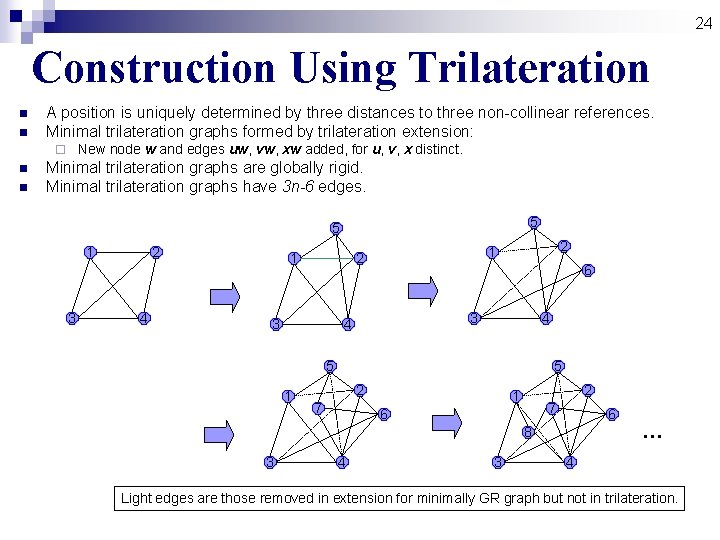 24 Construction Using Trilateration n n A position is uniquely determined by three distances 24 Construction Using Trilateration n n A position is uniquely determined by three distances