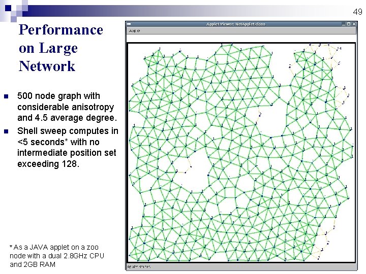 49 Performance on Large Network n n 500 node graph with considerable anisotropy and 49 Performance on Large Network n n 500 node graph with considerable anisotropy and