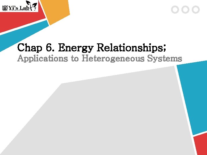 Chap 6 Energy Relationships Applications to Heterogeneous Systems