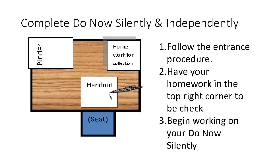 Complete Do Now Silently & Independently 1. Follow the entrance procedure. 2. Have your