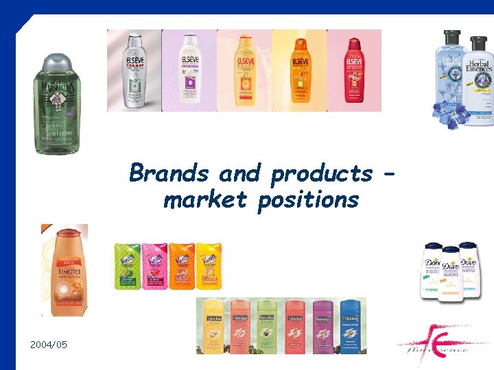 Brands and products – market positions 2004/05 