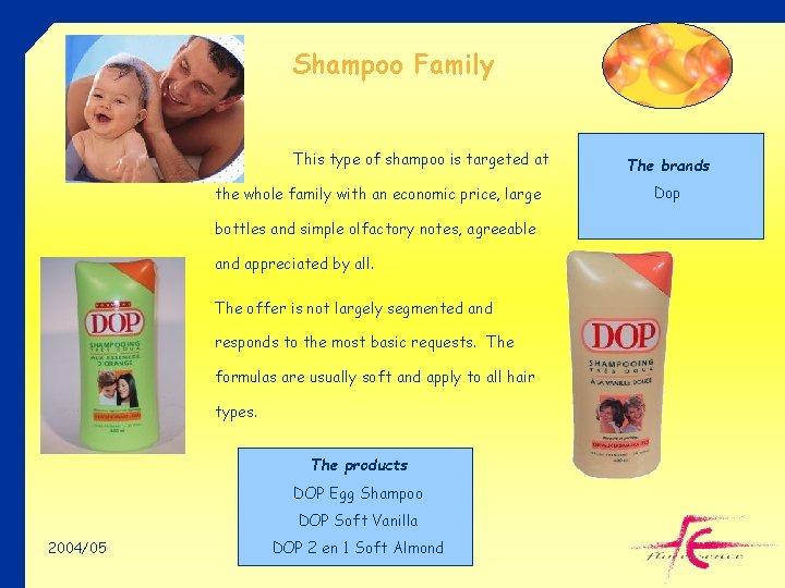 Shampoo Family This type of shampoo is targeted at the whole family with an