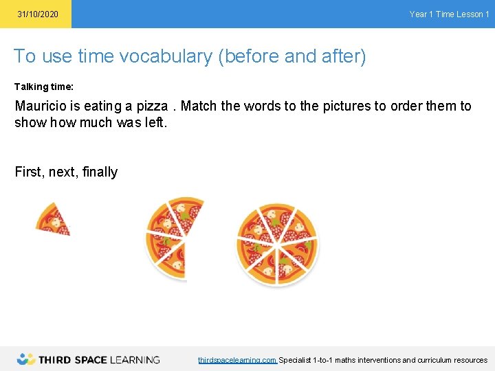 Year 1 Time Lesson 1 31/10/2020 To use time vocabulary (before and after) Talking