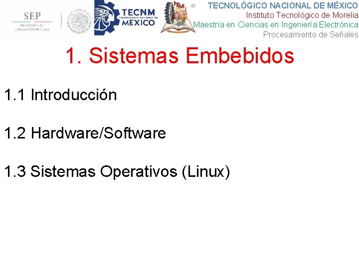 TECNOLÓGICO NACIONAL DE MÉXICO Instituto Tecnológico de Morelia Maestría en Ciencias en Ingeniería Electrónica