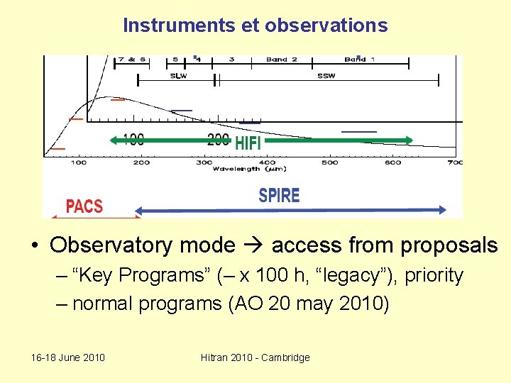 Instruments et observations __ __ ___ _____ __ • Observatory mode access from proposals