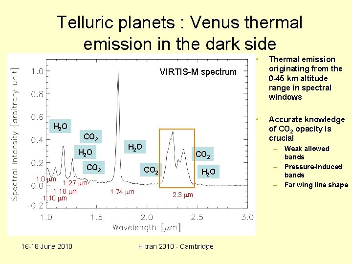 Telluric planets : Venus thermal emission in the dark side • Deep atmosphere of