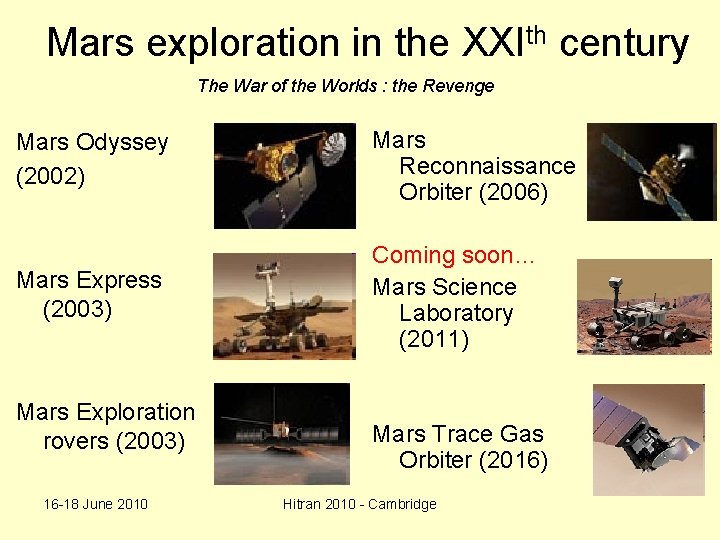 Mars exploration in the XXIth century The War of the Worlds : the Revenge