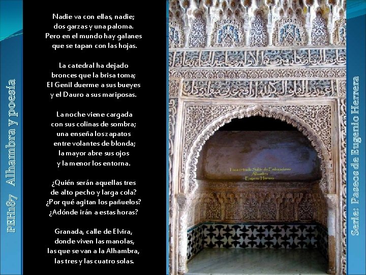 Alhambra y poesía PEH 187 Nadie va con ellas, nadie; dos garzas y una