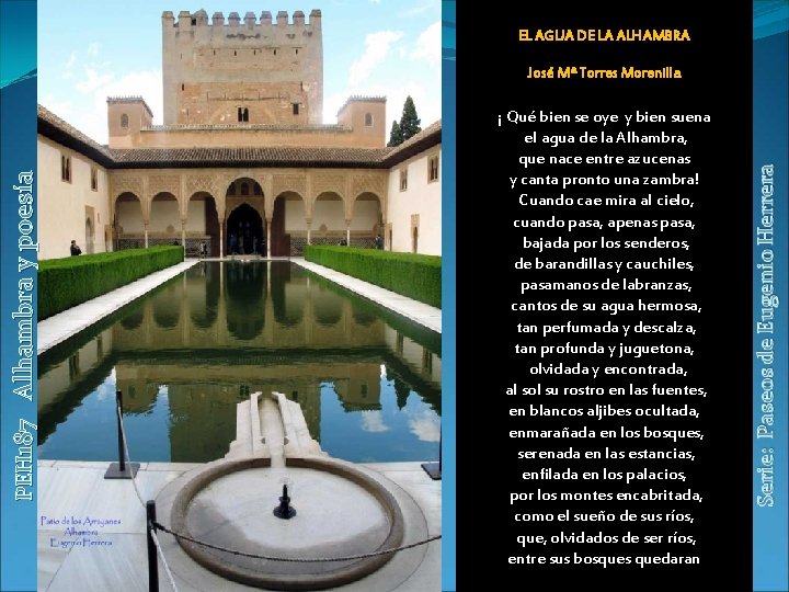 EL AGUA DE LA ALHAMBRA PEH 187 Alhambra y poesía José Mª Torres Morenilla