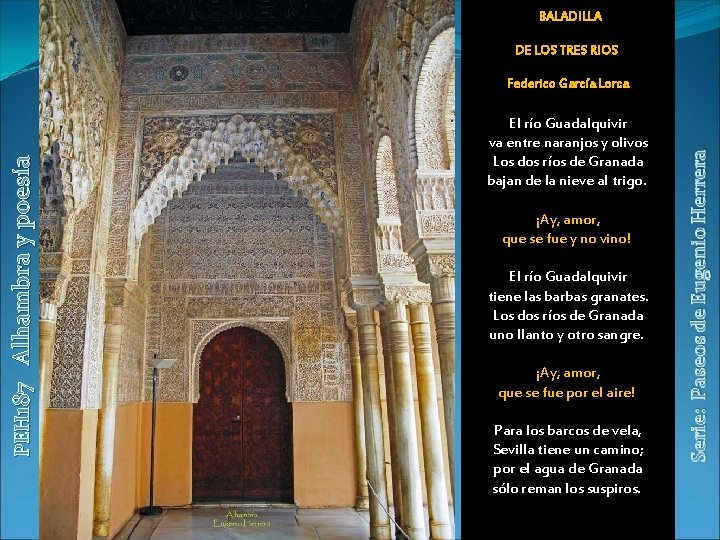 BALADILLA PEH 187 Alhambra y poesía DE LOS TRES RIOS Federico García Lorca El