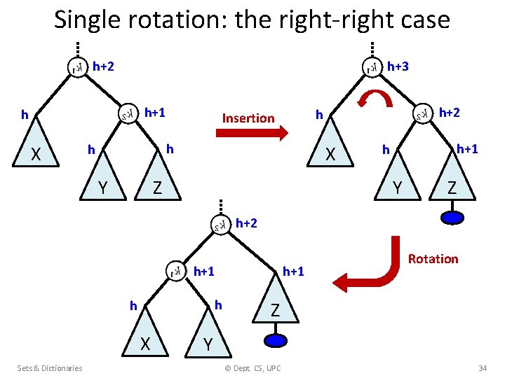 Single rotation: the right-right case h+2 h h+1 X Y Z h+2 h+1 h