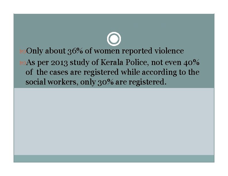 Prevention is Key Only about 36% of women reported violence As per 2013 study
