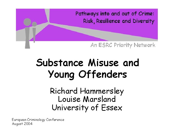 Substance Misuse and Young Offenders Richard Hammersley Louise Marsland University of Essex European Criminology