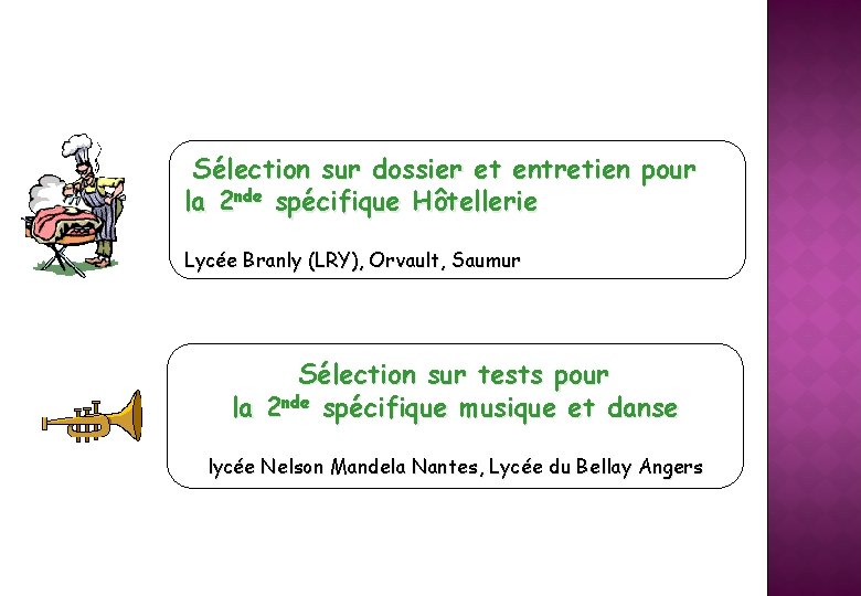 Sélection sur dossier et entretien pour la 2 nde spécifique Hôtellerie Lycée Branly (LRY),