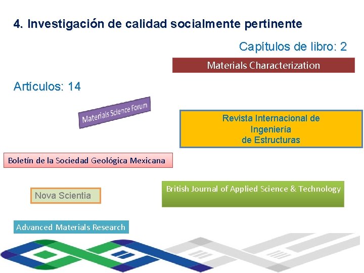 4. Investigación de calidad socialmente pertinente Universidad Veracruzana Instituto de Ingeniería Capítulos de libro: