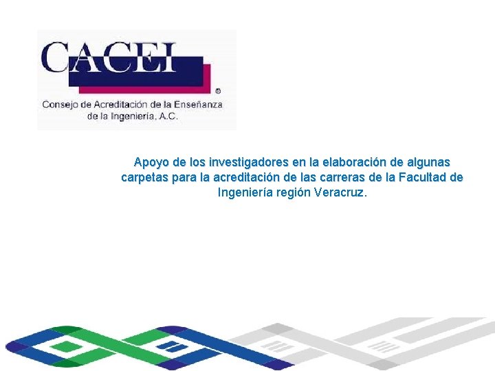Universidad Veracruzana Instituto de Ingeniería Apoyo de los investigadores en la elaboración de algunas