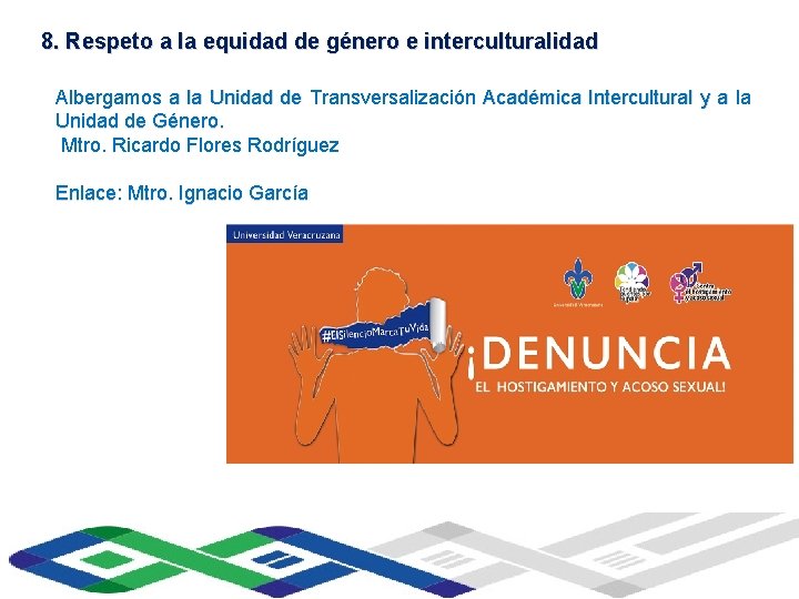 8. Respeto a la equidad de género e interculturalidad Universidad Veracruzana Instituto de y
