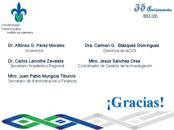 Instituto de Ingeniería Universidad Veracruzana Instituto de Ingeniería Dr. Alfonso G. Pérez Morales Vicerrector Instituto de Ingeniería Universidad Veracruzana Instituto de Ingeniería Dr. Alfonso G. Pérez Morales Vicerrector