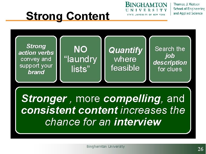 Strong Content Strong action verbs convey and support your brand NO Quantify where “laundry