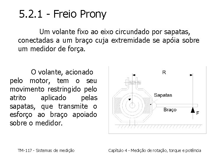 5. 2. 1 - Freio Prony Um volante fixo ao eixo circundado por sapatas,