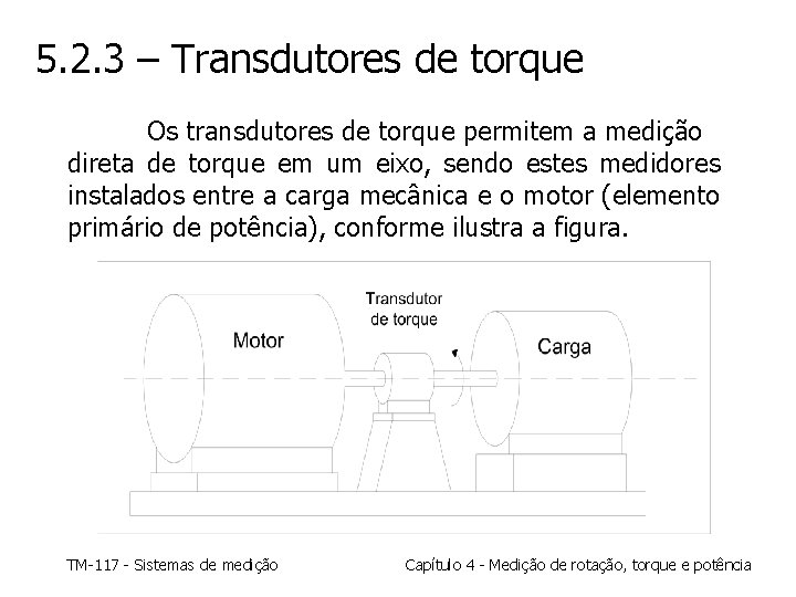 5. 2. 3 – Transdutores de torque Os transdutores de torque permitem a medição