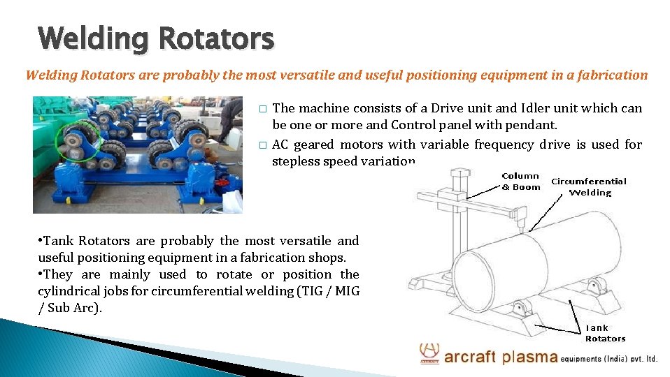 Welding Rotators are probably the most versatile and useful positioning equipment in a fabrication