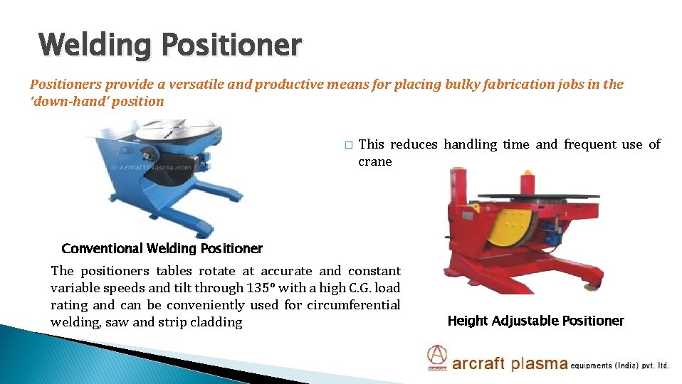 Welding Positioners provide a versatile and productive means for placing bulky fabrication jobs in