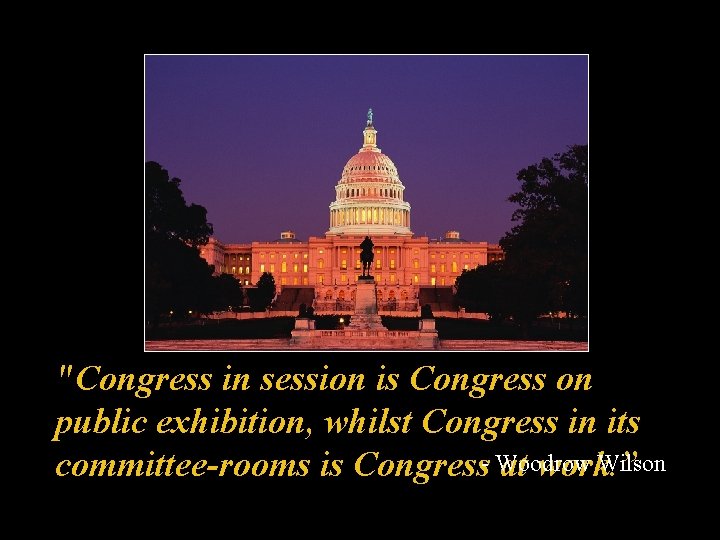 "Congress in session is Congress on public exhibition, whilst Congress in its Wilson committee-rooms