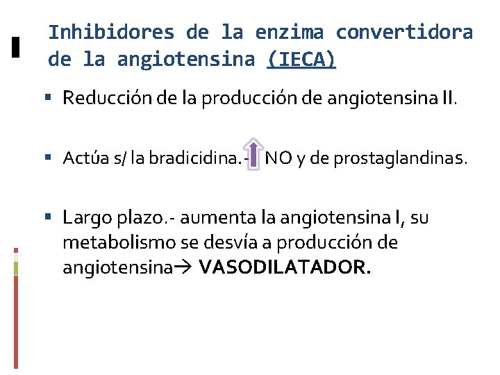 Inhibidores de la enzima convertidora de la angiotensina (IECA) Reducción de la producción de