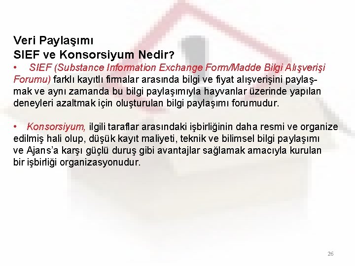  Veri Paylaşımı SIEF ve Konsorsiyum Nedir? • SIEF (Substance Information Exchange Form/Madde Bilgi