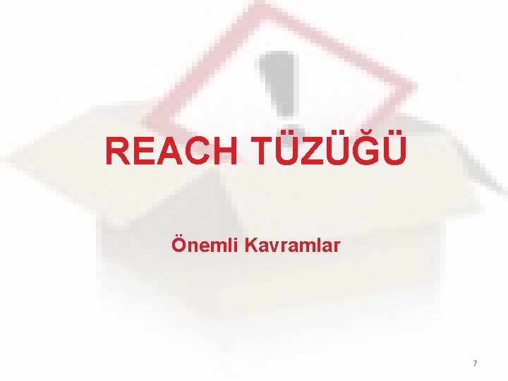 REACH TÜZÜĞÜ Önemli Kavramlar 7 