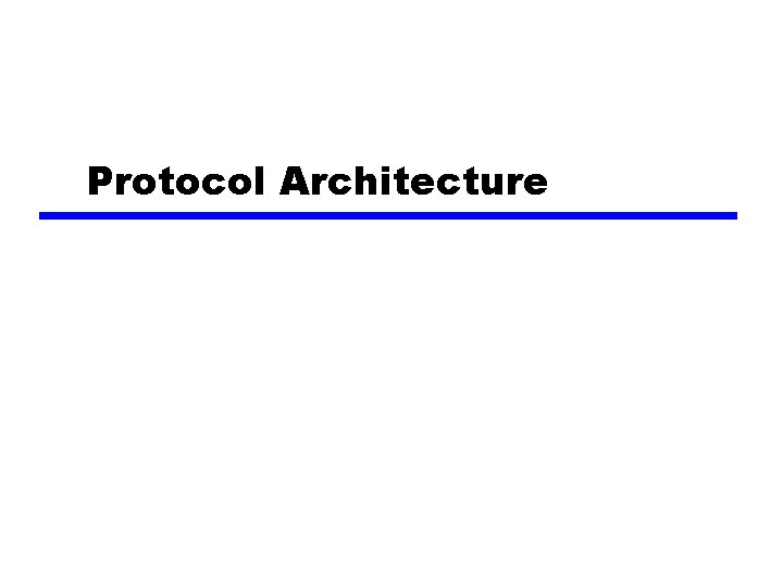 Protocol Architecture Protocol Architecture