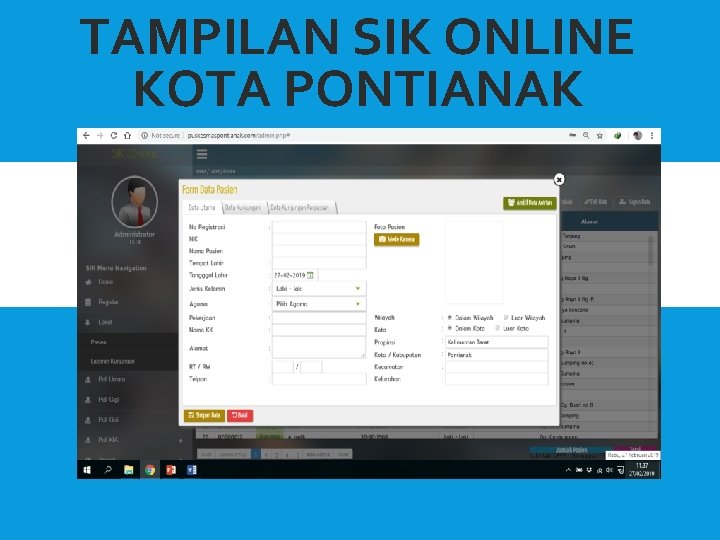 TAMPILAN SIK ONLINE KOTA PONTIANAK 