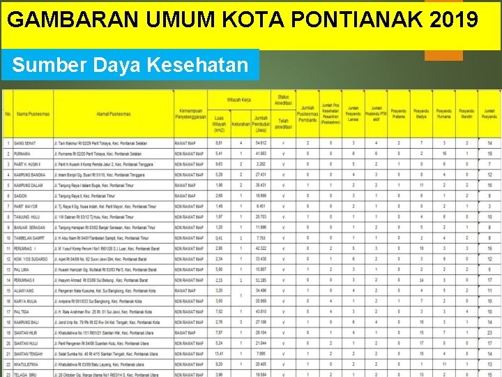 GAMBARAN UMUM KOTA PONTIANAK 2019 Sumber Daya Kesehatan 