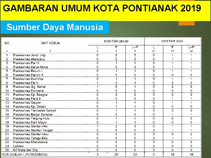 GAMBARAN UMUM KOTA PONTIANAK 2019 Sumber Daya Manusia 