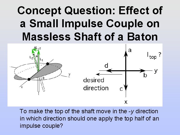 Concept Question: Effect of a Small Impulse Couple on Massless Shaft of a Baton