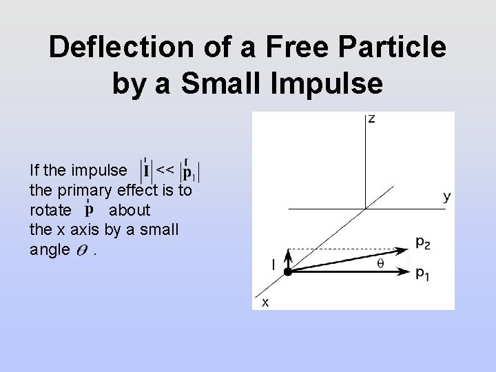 Deflection of a Free Particle by a Small Impulse If the impulse << the