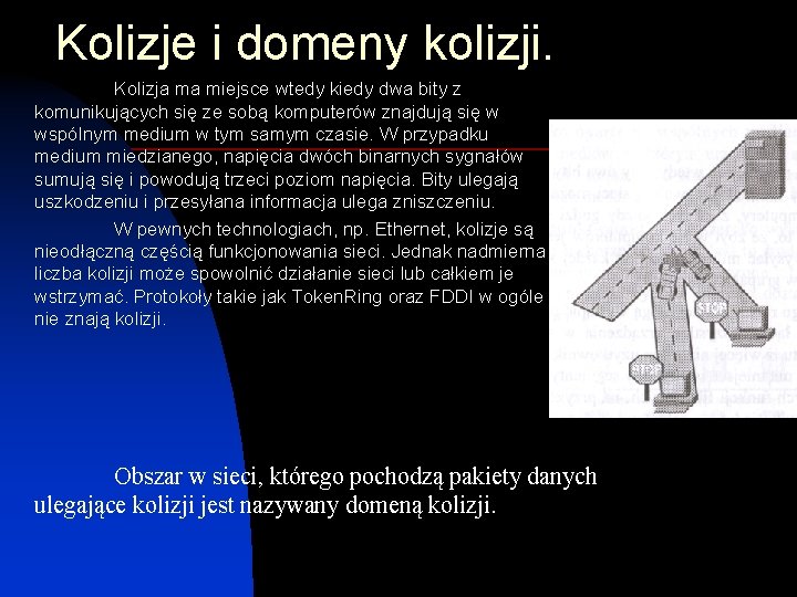 Kolizje i domeny kolizji. Kolizja ma miejsce wtedy kiedy dwa bity z komunikujących się