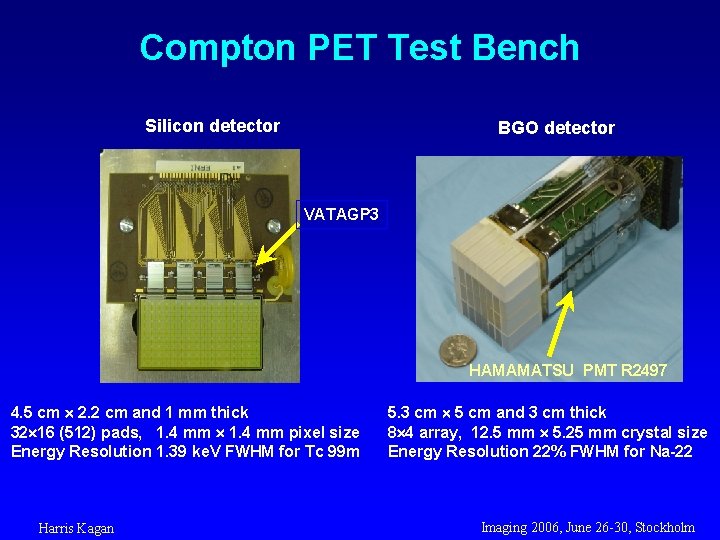 Compton PET Test Bench Silicon detector BGO detector VATAGP 3 HAMAMATSU PMT R 2497