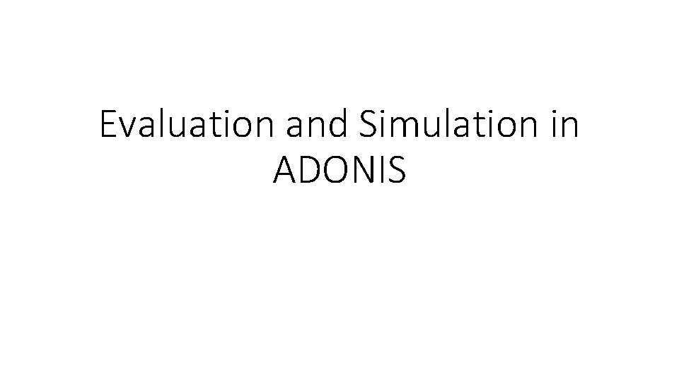 Evaluation and Simulation in ADONIS 