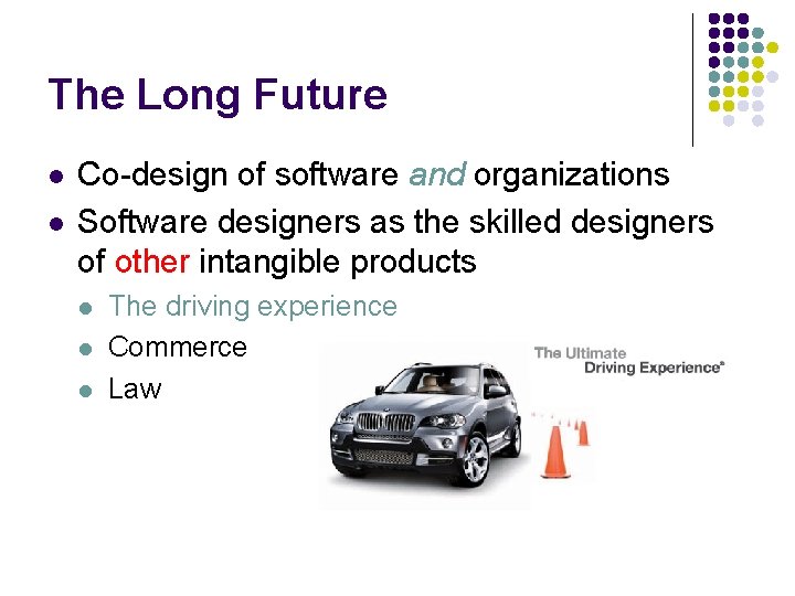 The Long Future l l Co-design of software and organizations Software designers as the