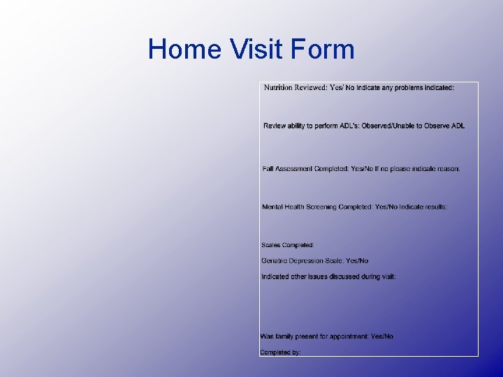 Home Visit Form 