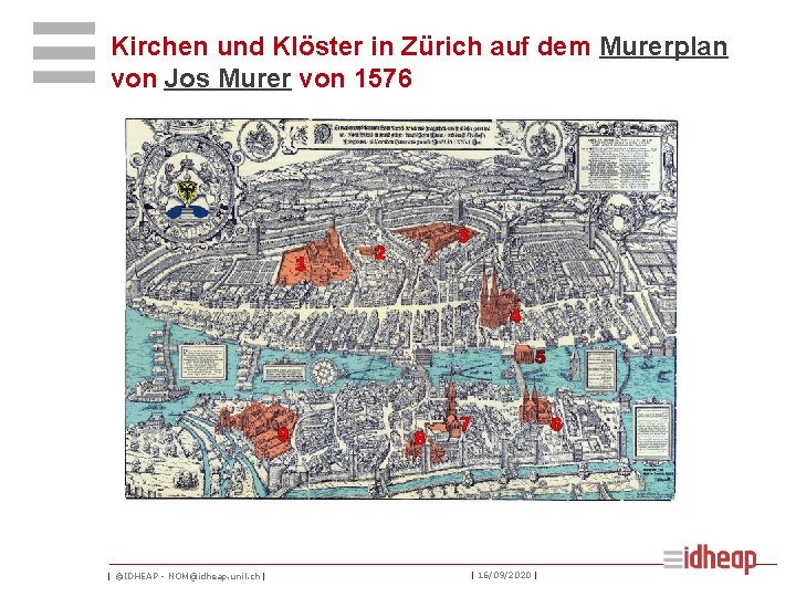 Kirchen und Klöster in Zürich auf dem Murerplan von Jos Murer von 1576 |
